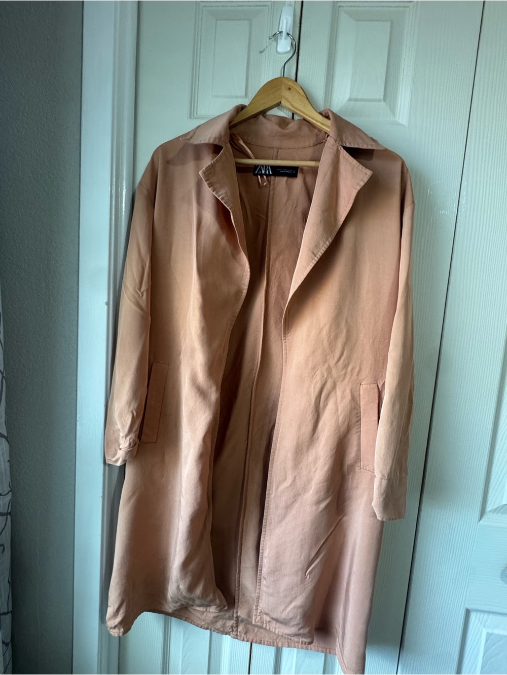 Zara Peach Open-Front Lightweight Trench